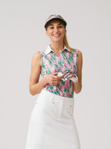 Ebba sleeveless mesh polo shirt