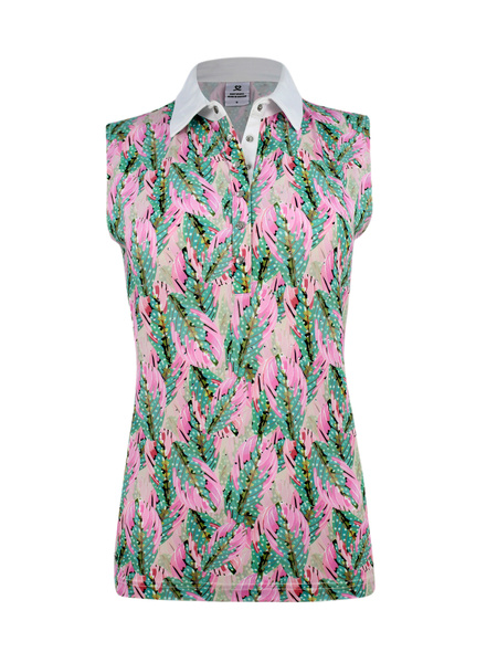 Ebba sleeveless mesh polo shirt