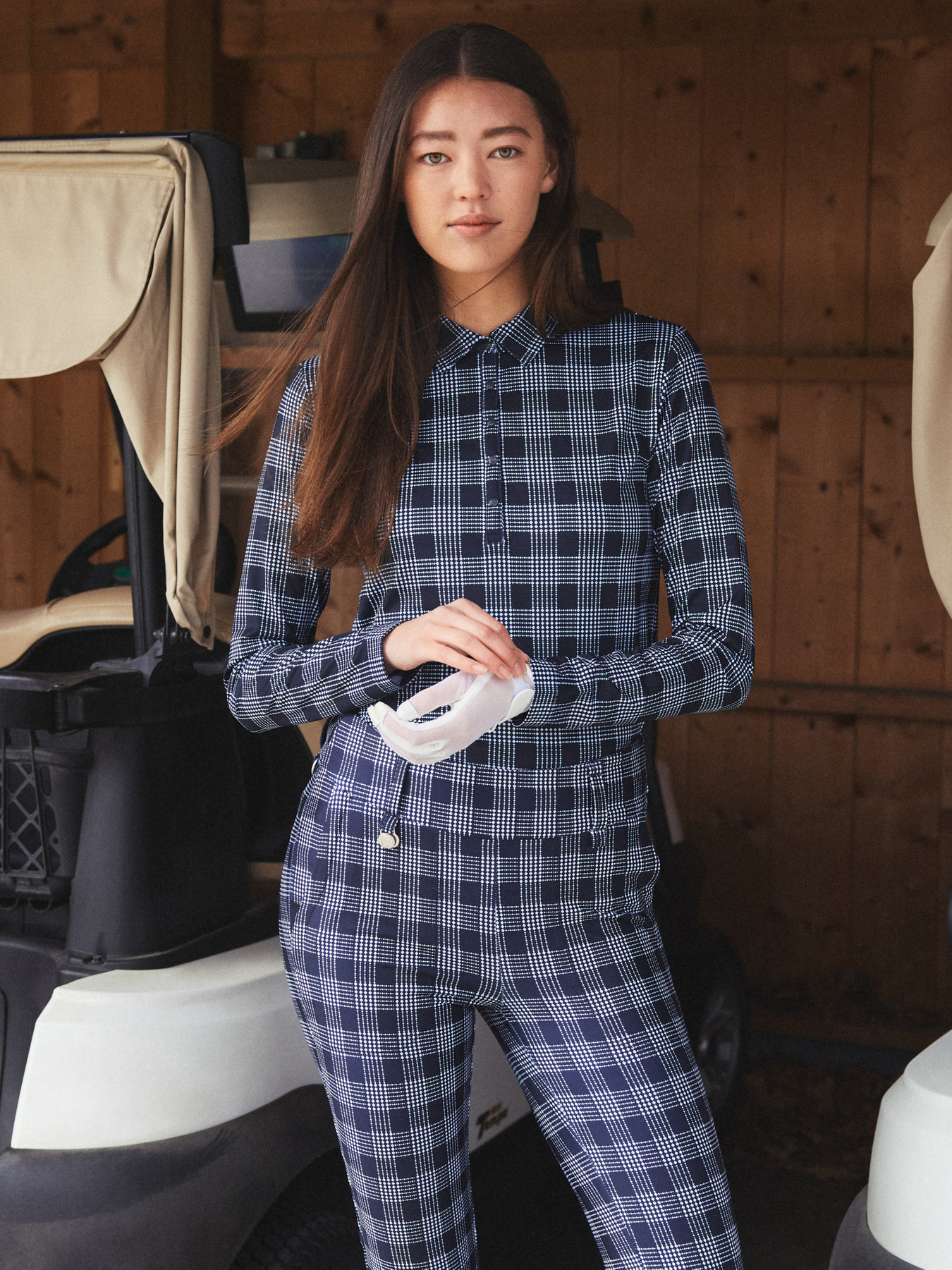 CHECKED LONG-SLEEVED TOP