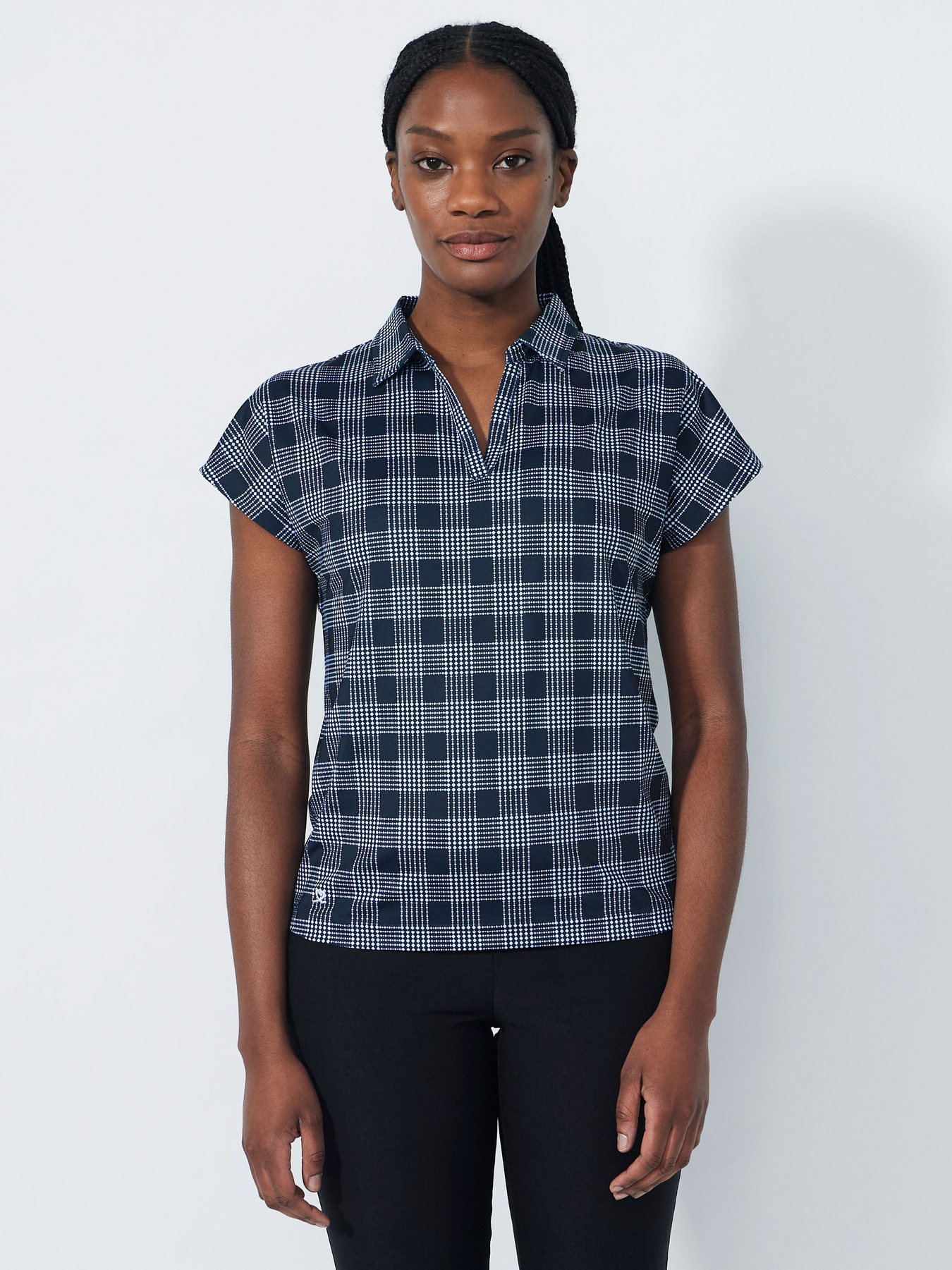 CHECKED SHORT-SLEEVED TOP
