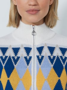 PLACED ARGYLE CARDIGAN LINED