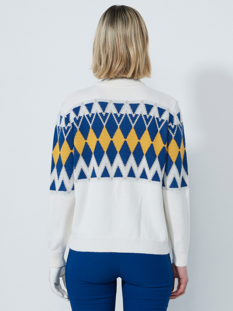 PLACED ARGYLE CARDIGAN LINED