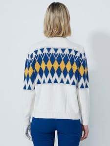 PLACED ARGYLE CARDIGAN LINED